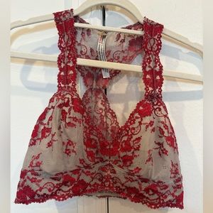 Cute red and grey lace bralette from Free People